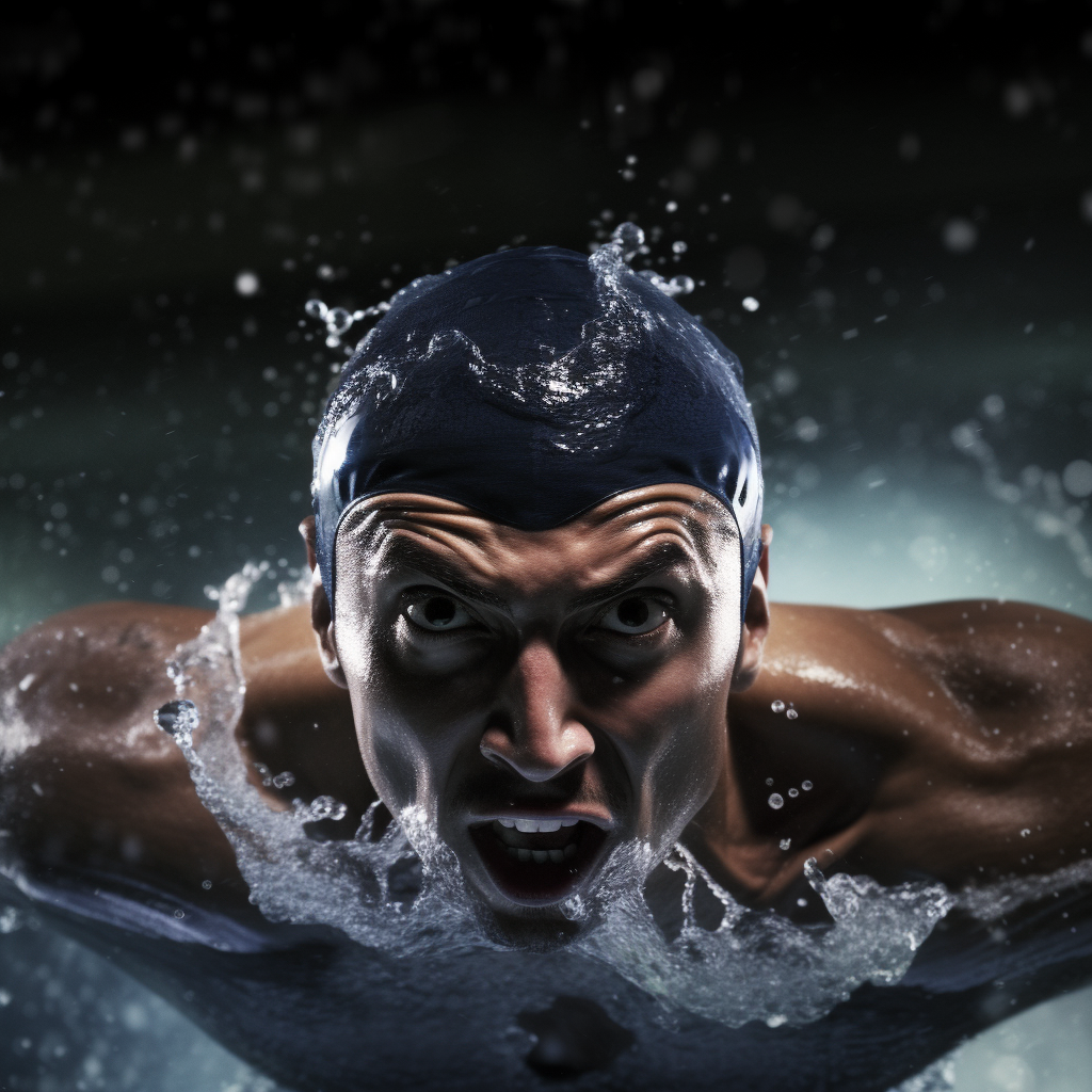 Male Swimmer Winning Race in Olympics