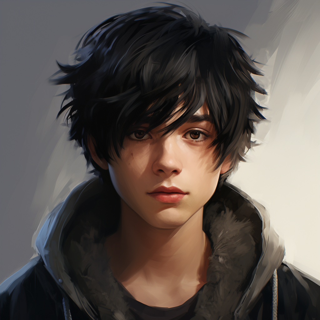 Male teenager with black hair emo