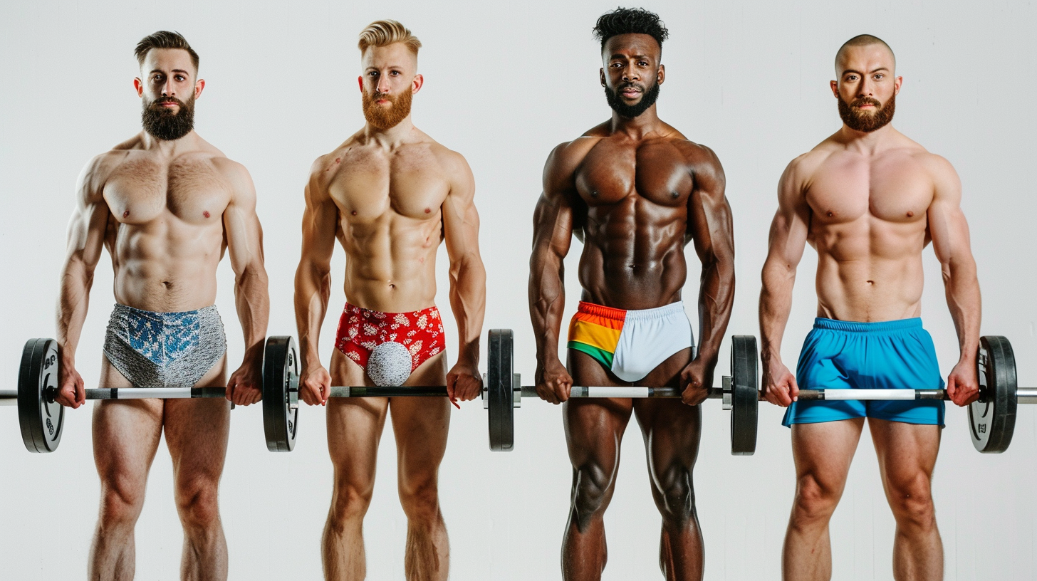 Male weightlifters in national colors