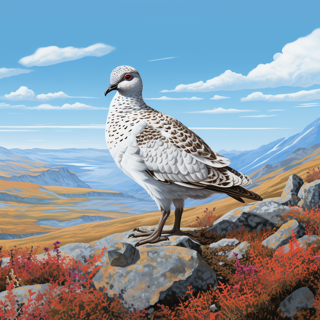 Illustration of Male Willow Ptarmigan in Gates of the Arctic