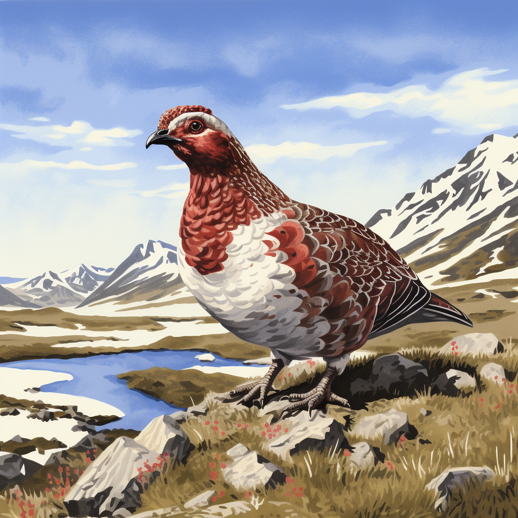 Male Willow Ptarmigan in Gates of the Arctic in Spring