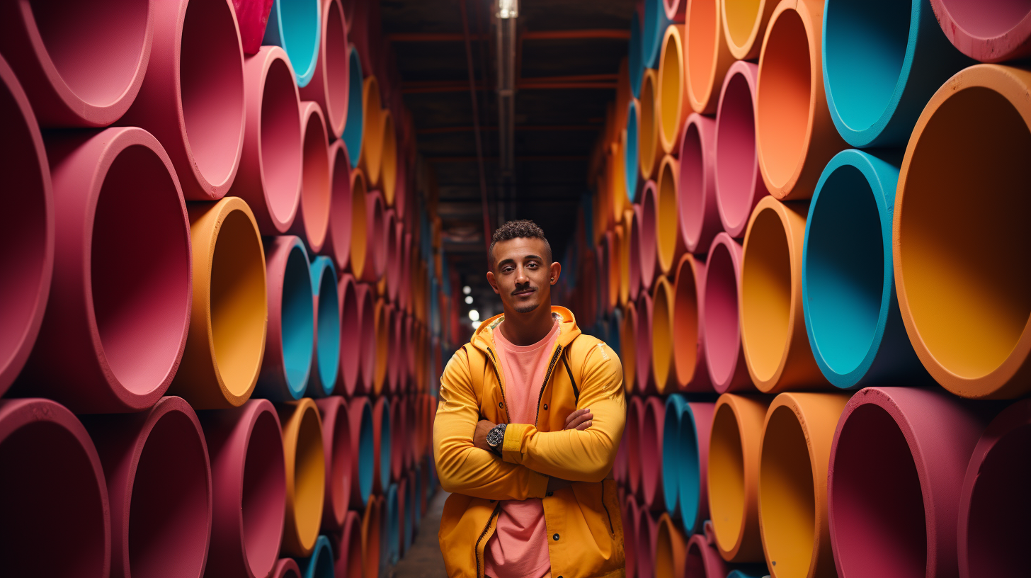 Male worker in colorful jumpsuit