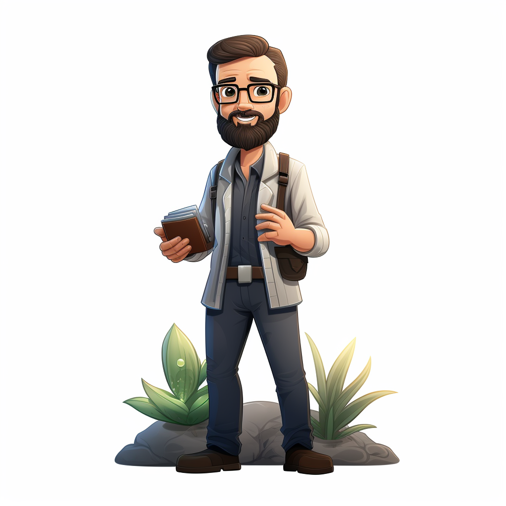 Cartoon male avatar with square build and beard