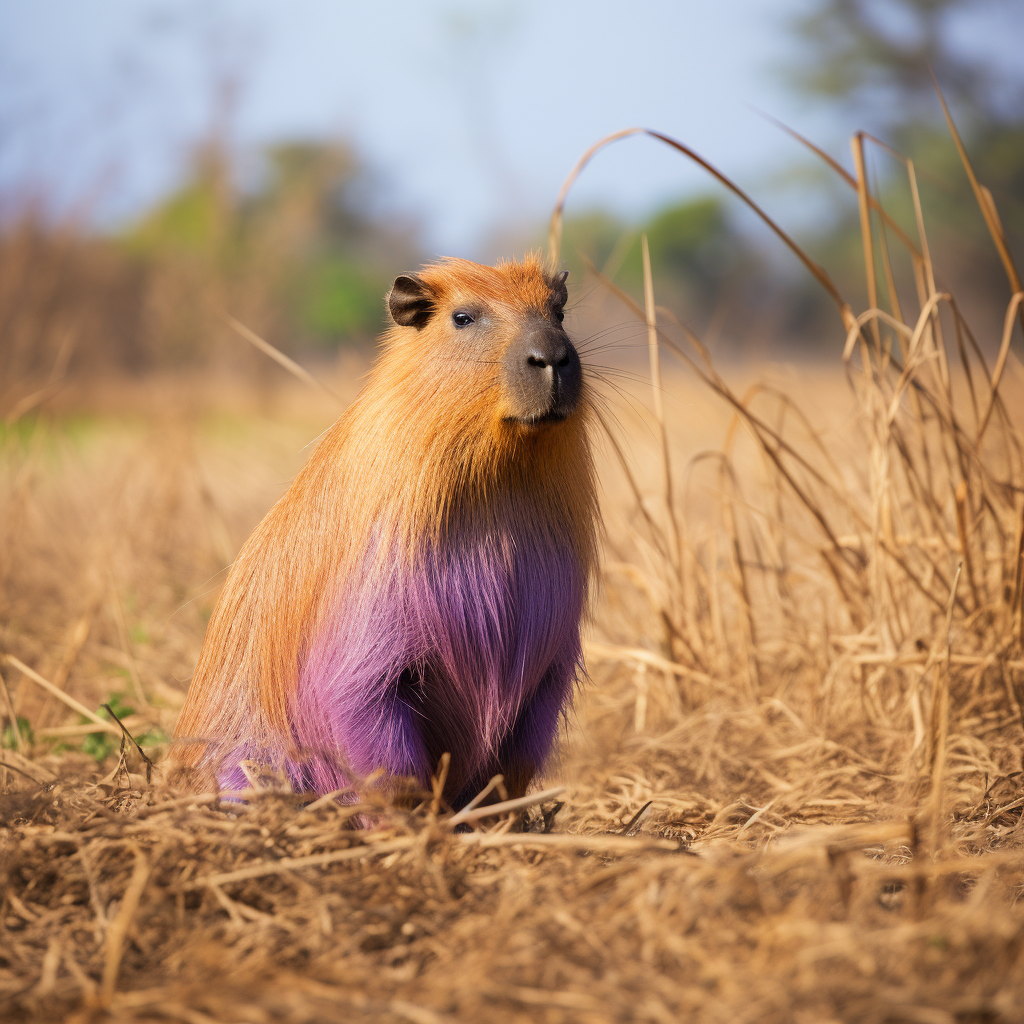 Stylish capybara in violet suit