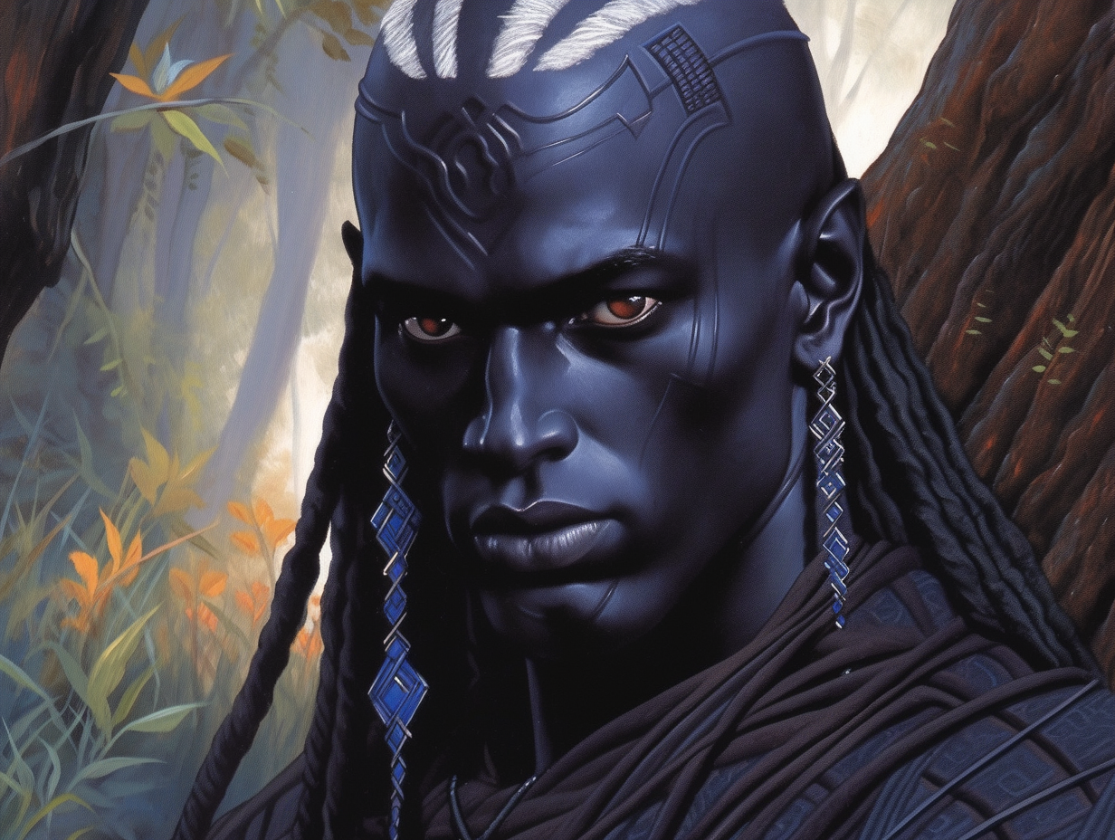 Oil painting of a male dark drow