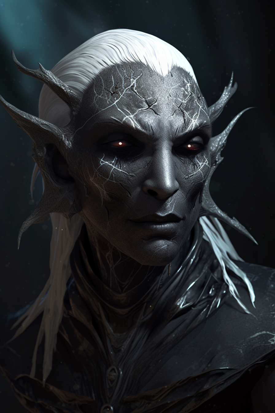 Portrait of Male Drow with Spider-Like Features