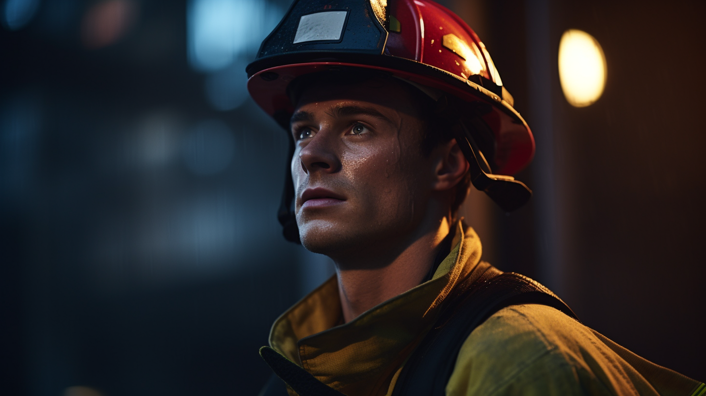 Young male firefighter engaging in a whispering conversation