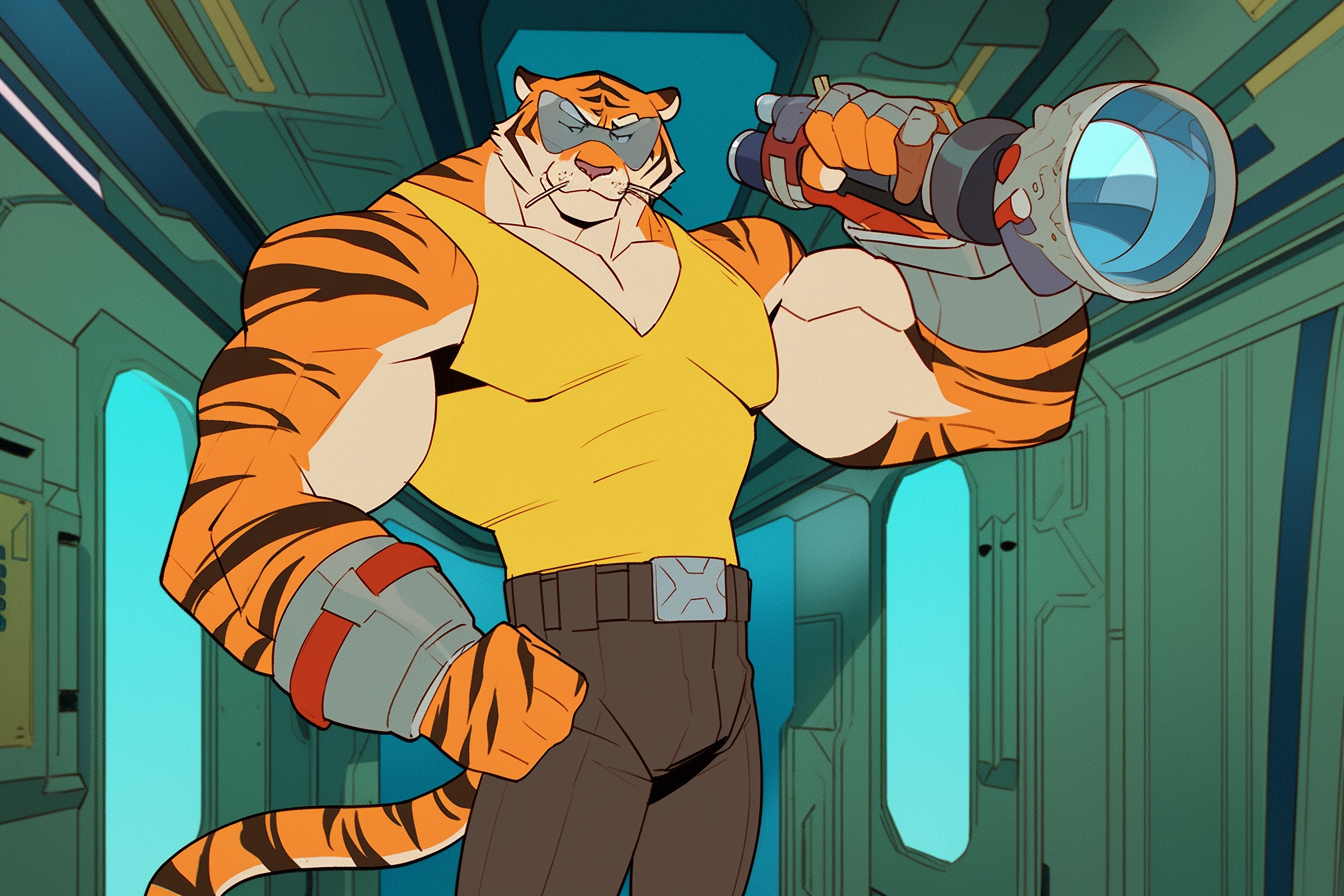 Male Tiger Superhero in Cartoon Illustration