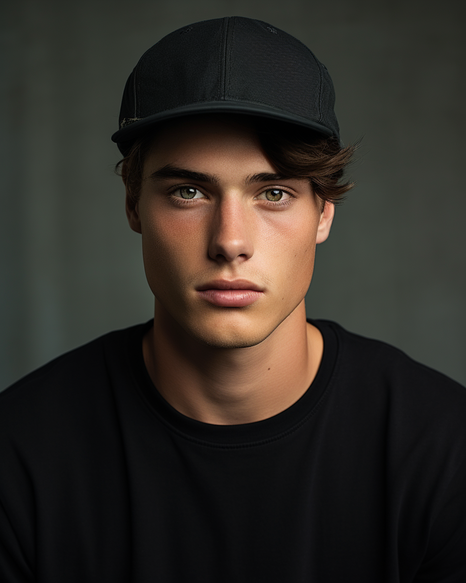 Male Model with Black Baseball Cap Skater Look