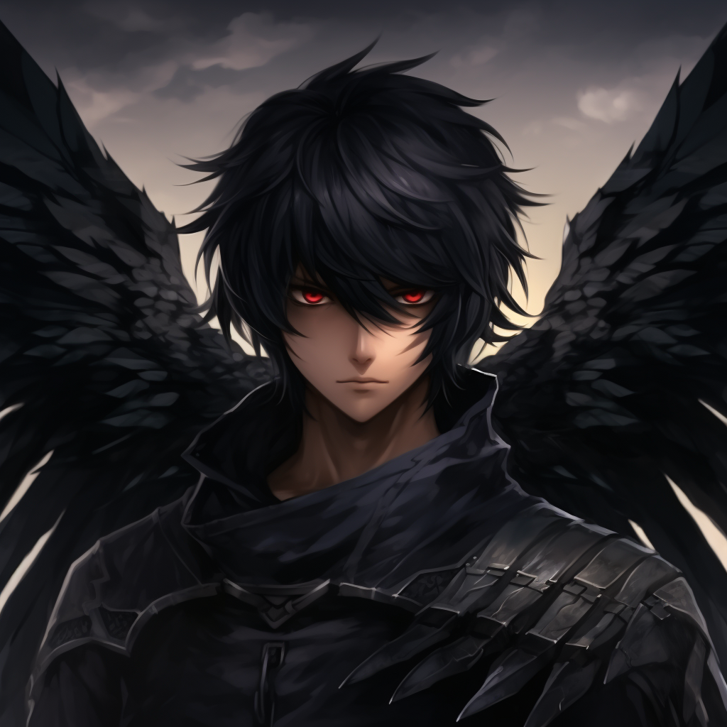 Captivating male with pixie wings in black theme