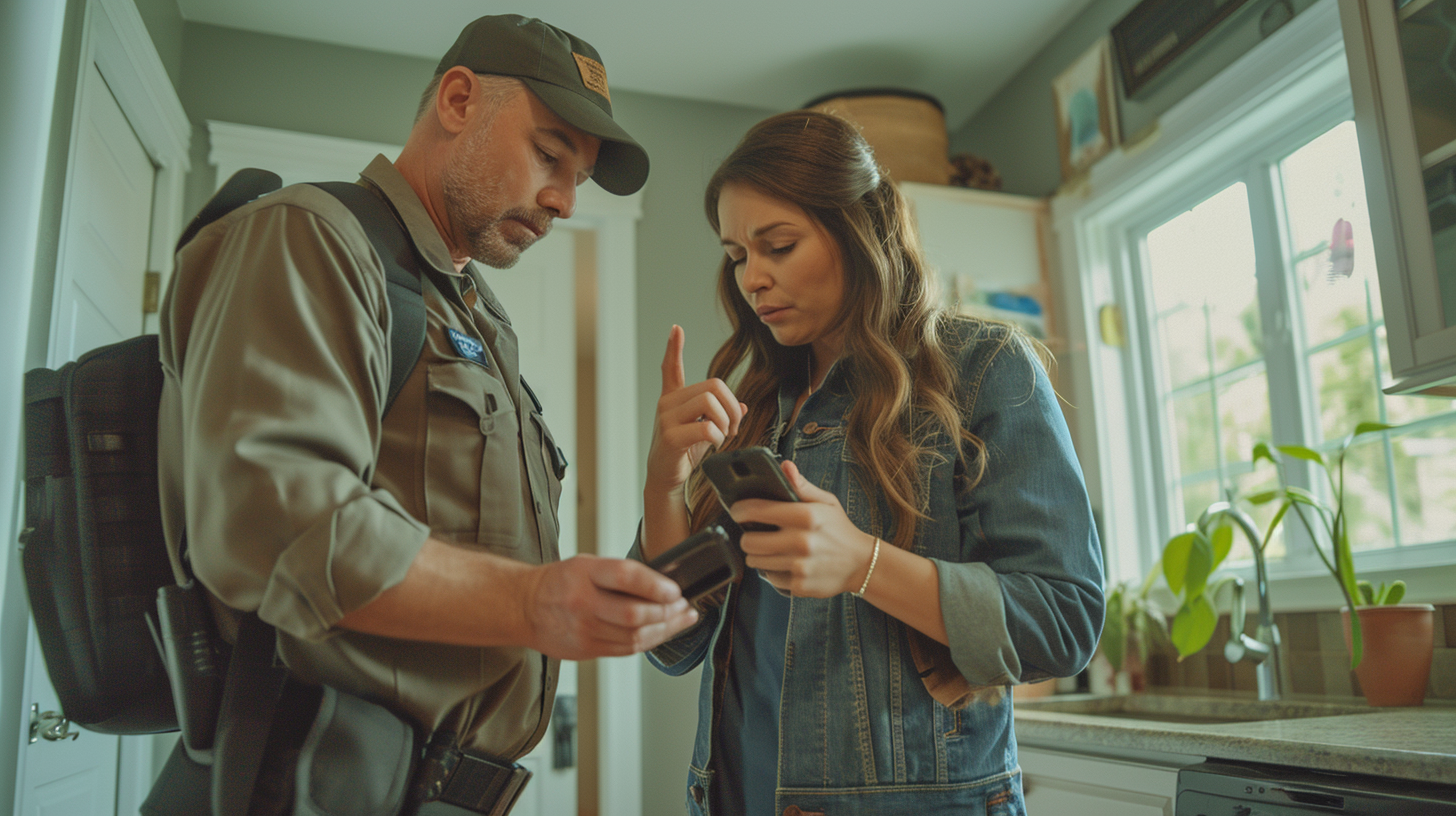 Repair Technician Helping Female Customer