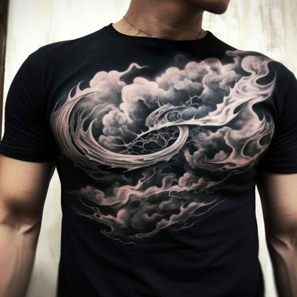 Black and Grey Tornado Ribcage Tattoo Design