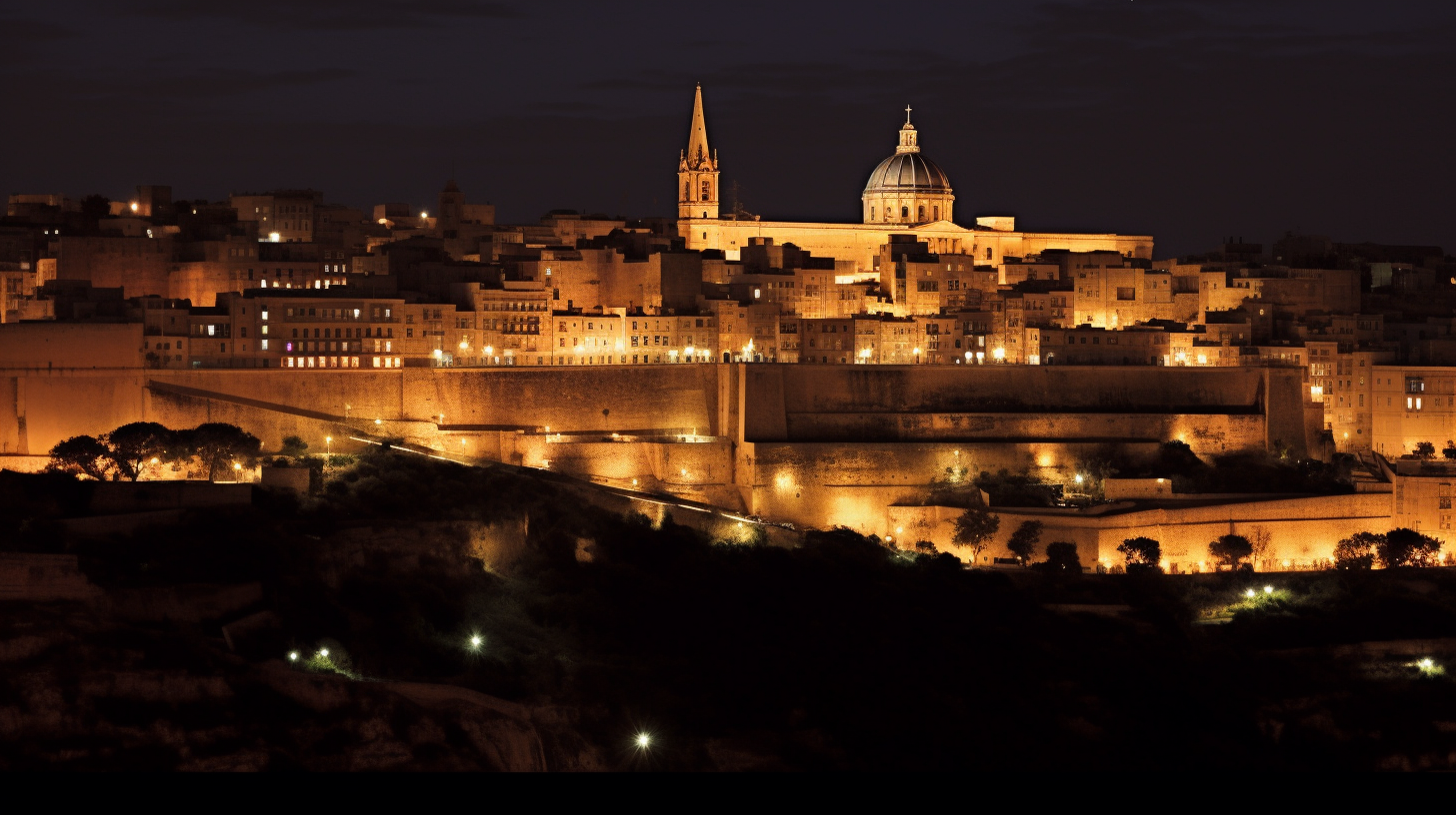 Night view of stunning Malta country landscape