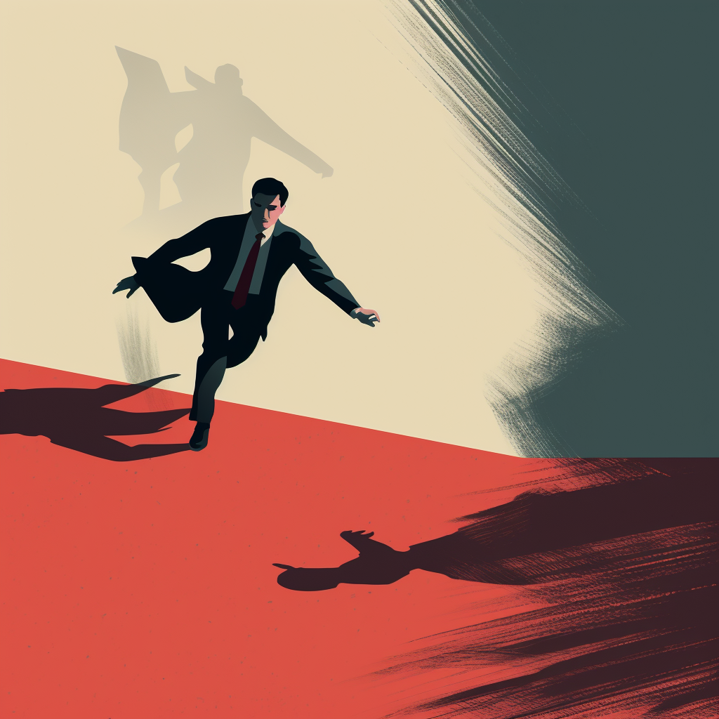 Illustration of man chased by shadow