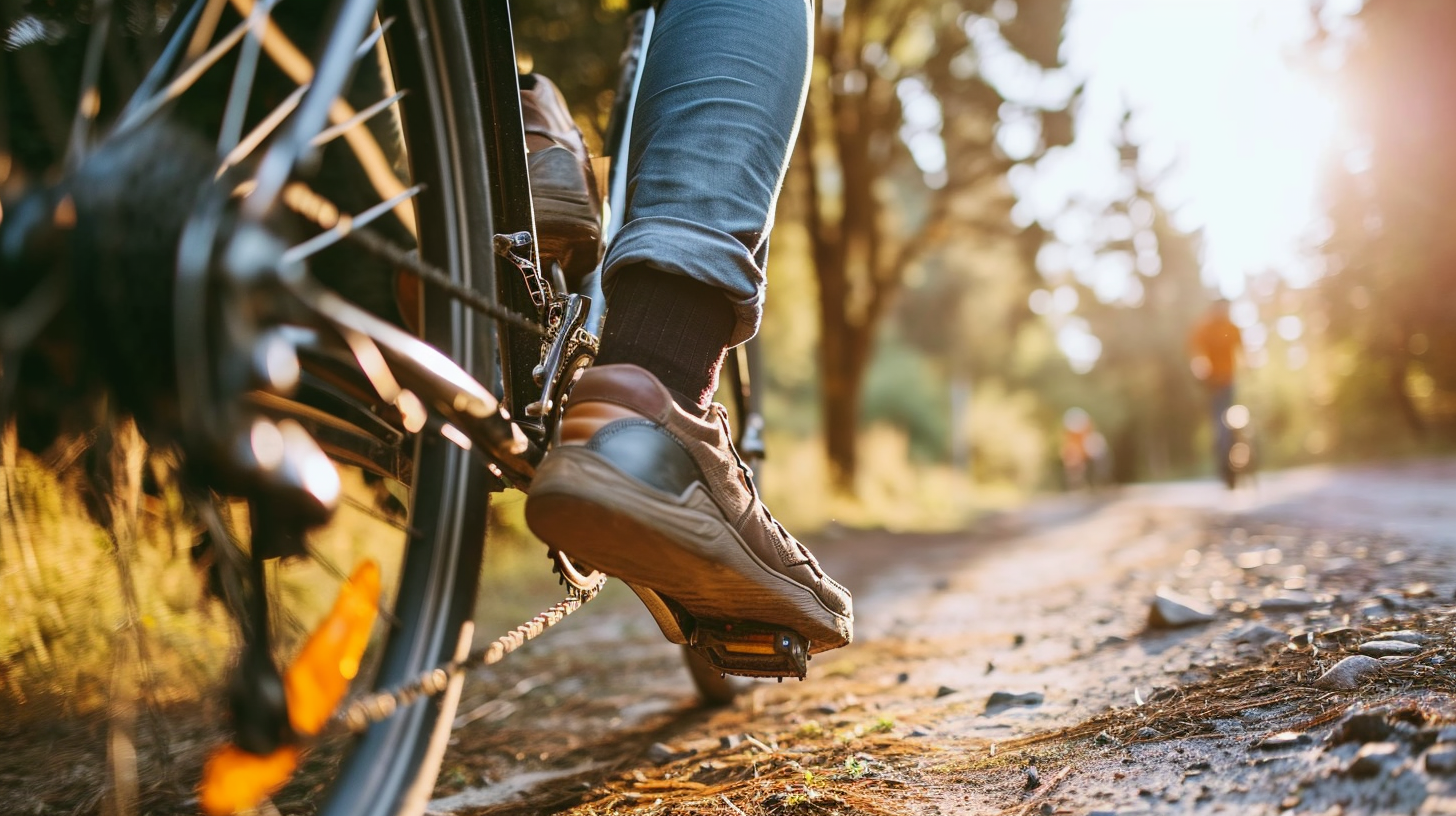 Man on Bicycle with Cramp