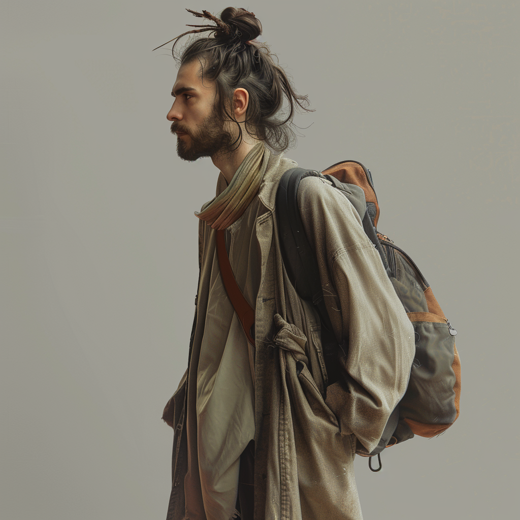 fashionable man with man bun