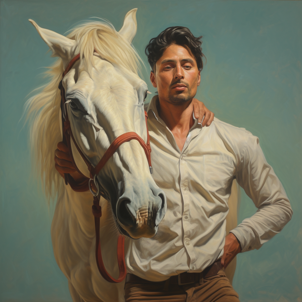 Man carrying a horse