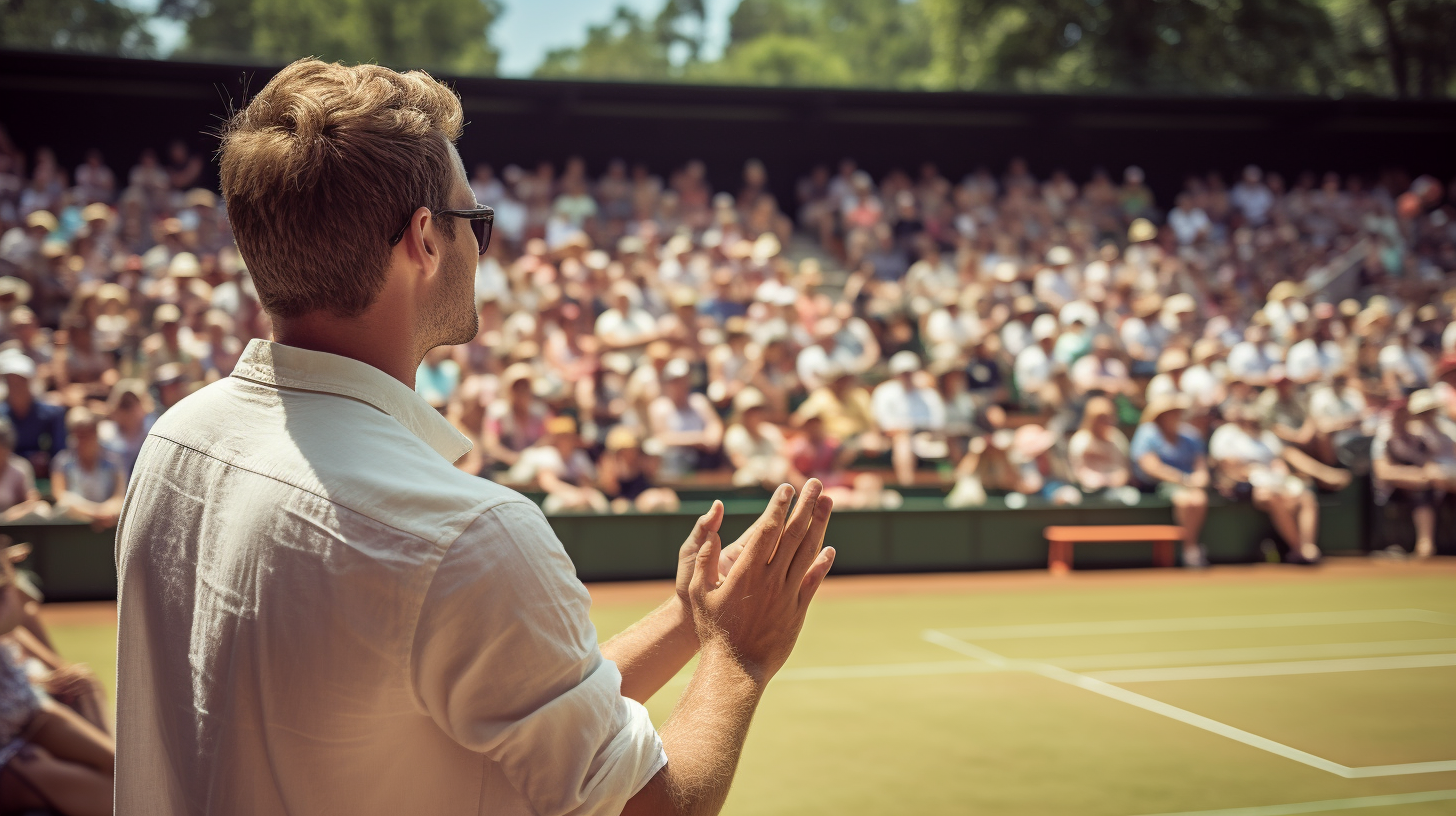 Man clapping at a tennis match