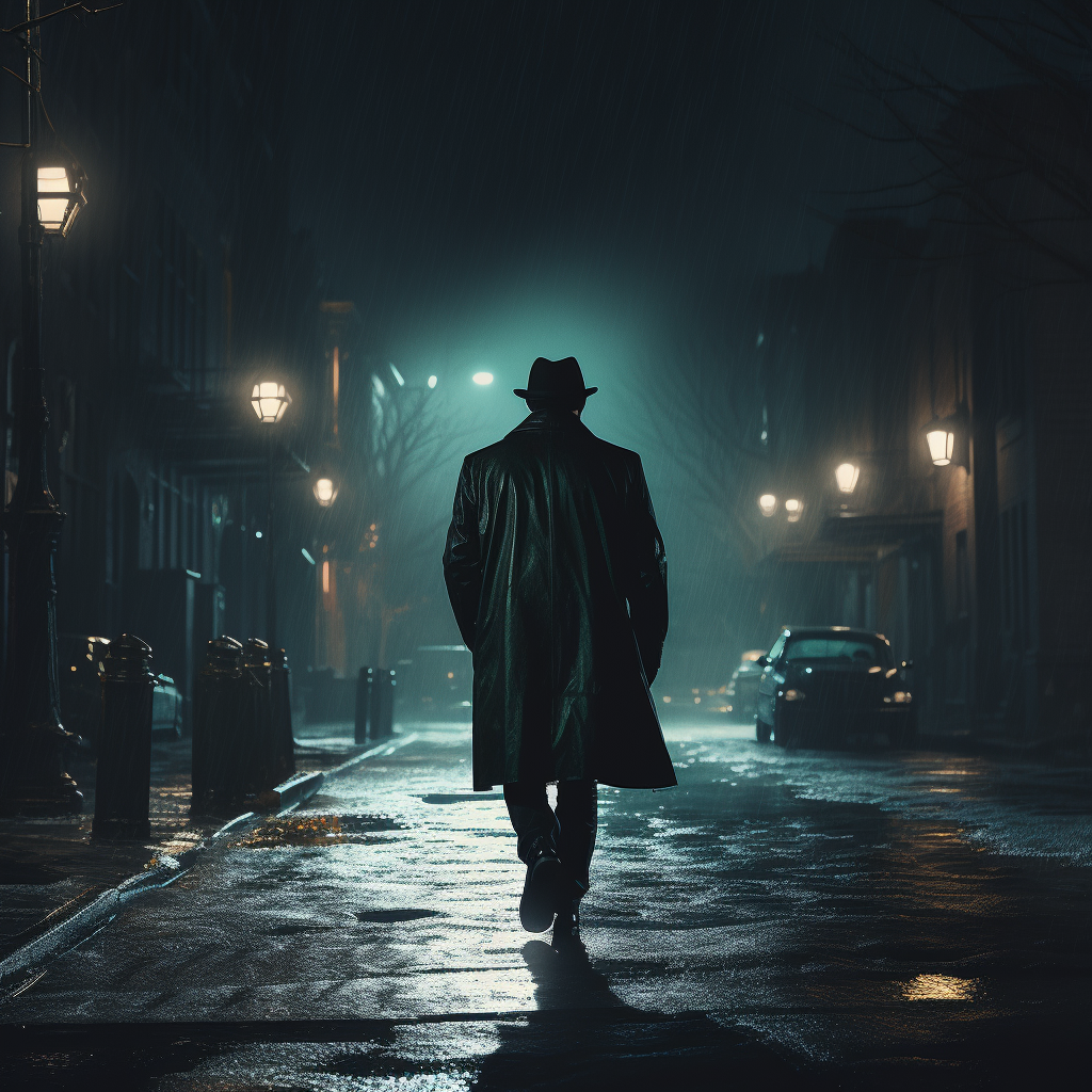 Man in Coat Walking on Illuminated Street