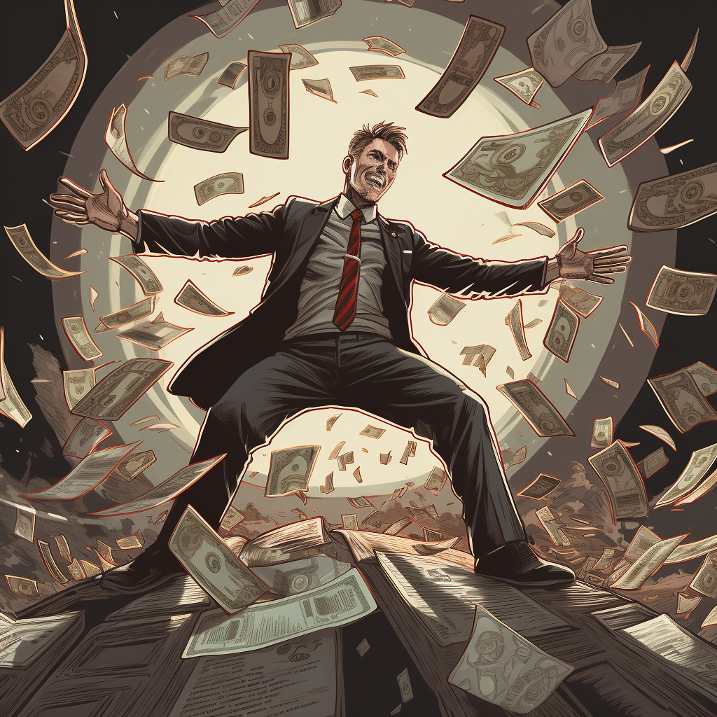 Illustration of man overcoming debt challenges