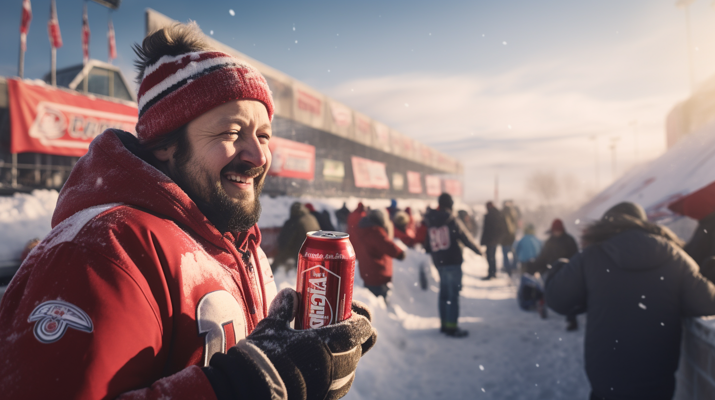 Man drinking cola at tailgate party