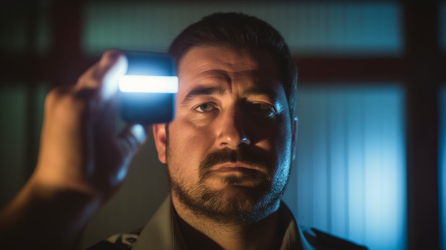 Man entering security vault with biometric system