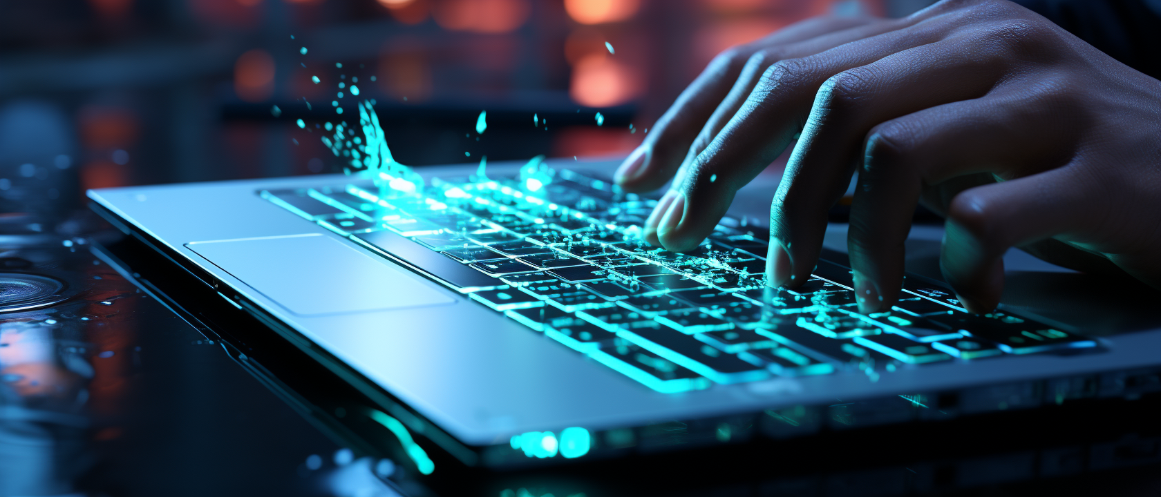 Close-Up of Man's Fingers Cooling Laptop Surface