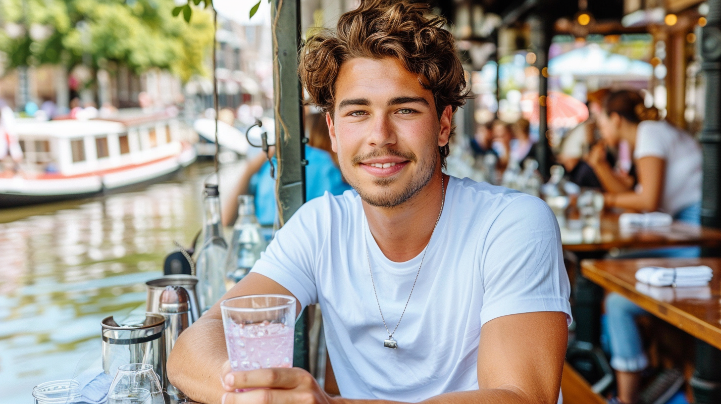 Man holding glass of water