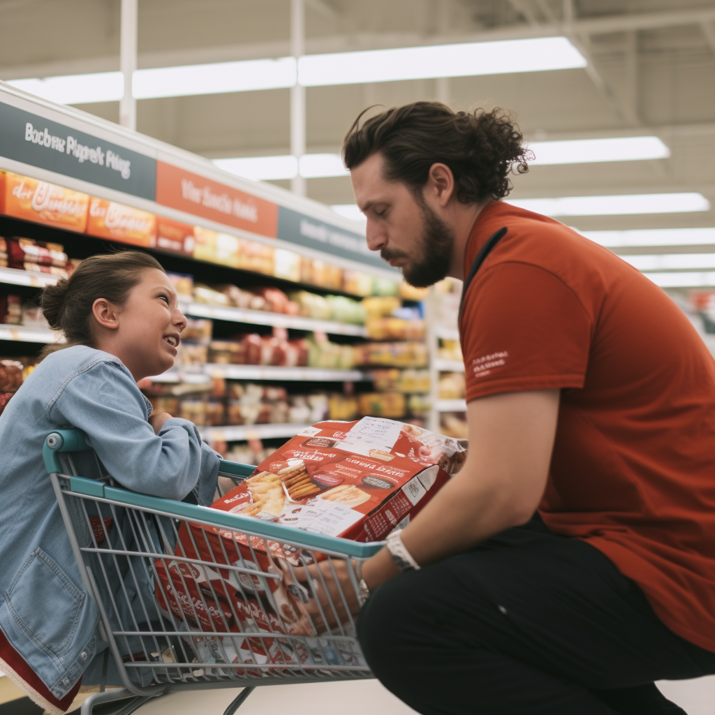 Man Assisting Woman Giving Birth in Grocery Store