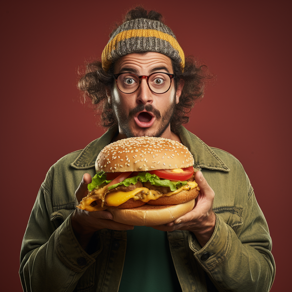 Man enjoying a tasty cheeseburger