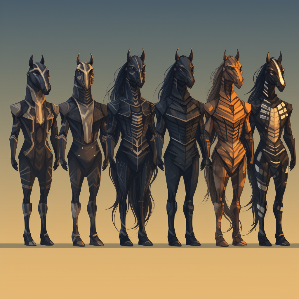 Half human, half horse hybrids in pixa-style