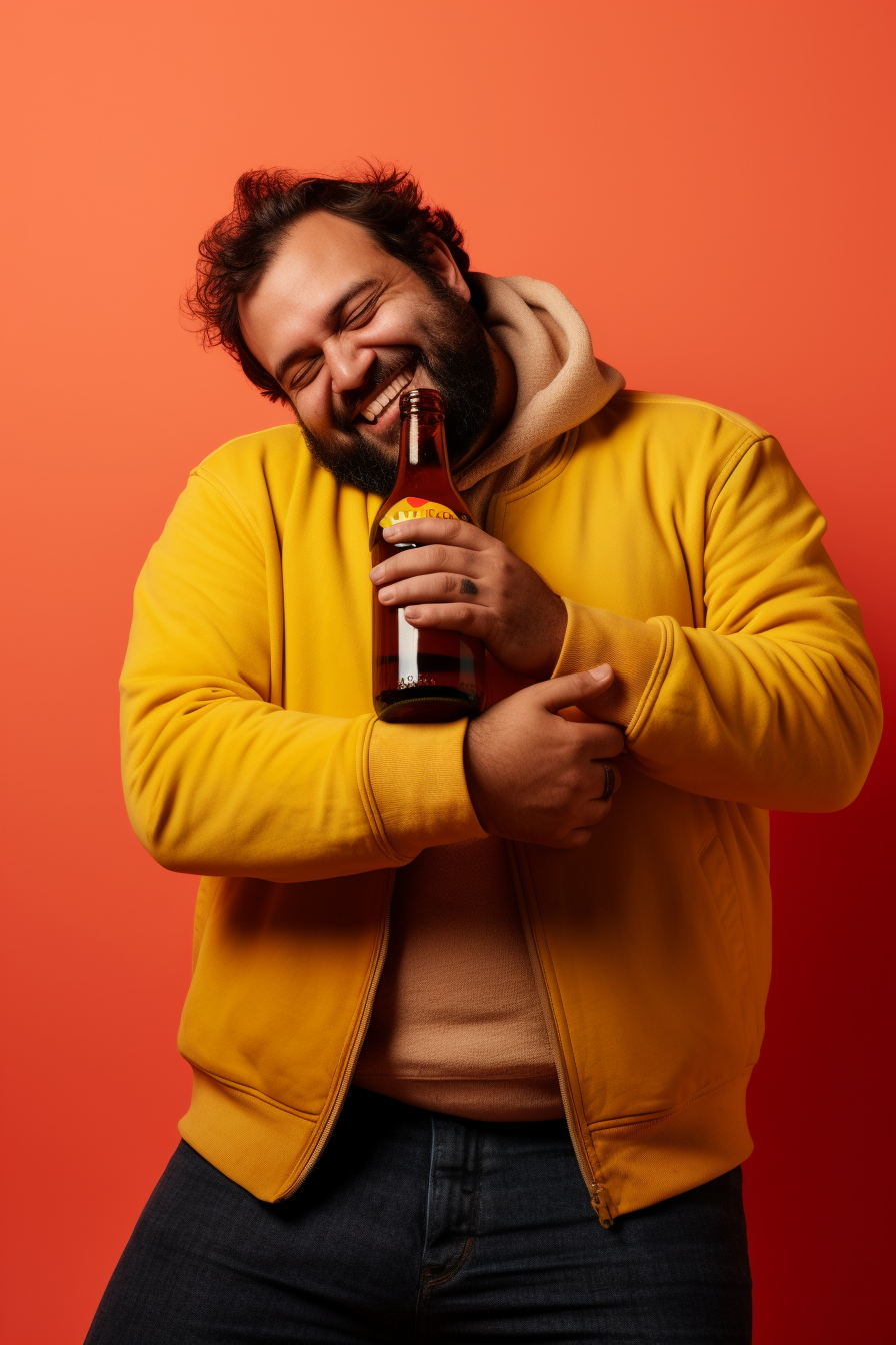 Man enjoying a bottle of beer