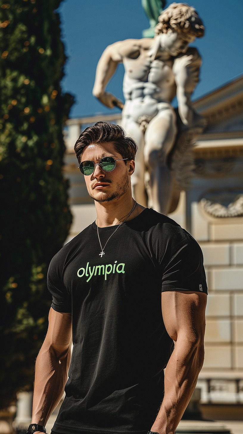 Muscular man with sunglasses standing