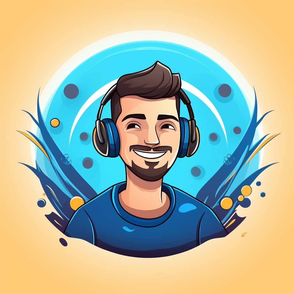 Cartoon-style man listening to music logo