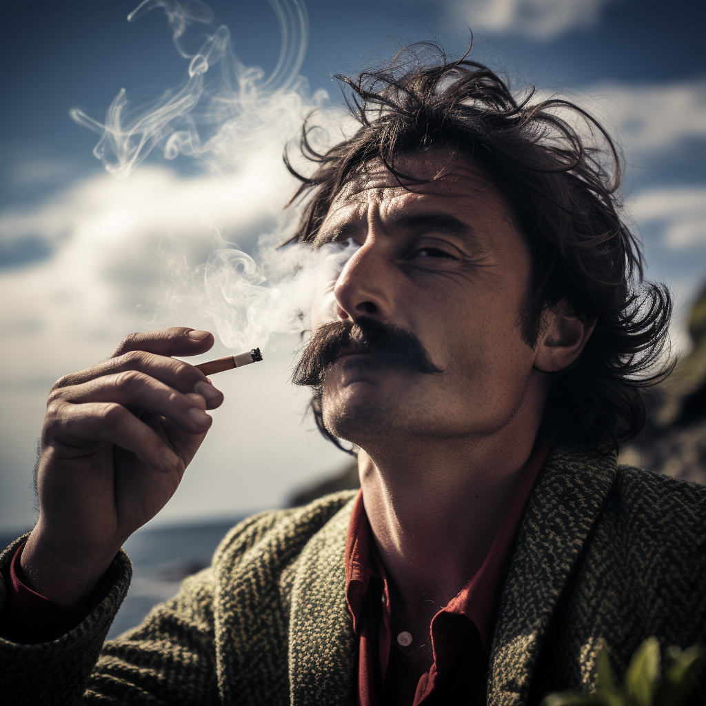 Man Smoking Cannabis by Water