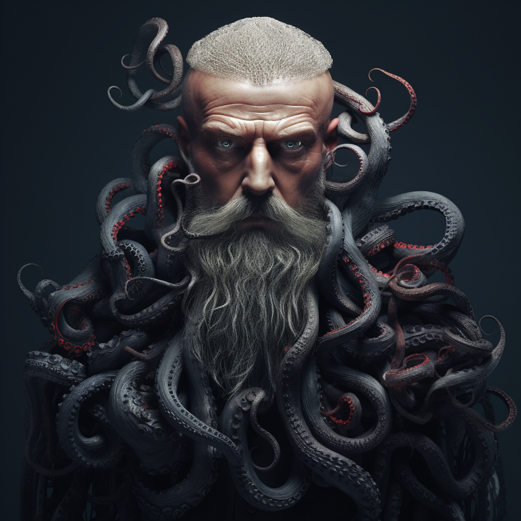 Unique man with octopus tentacle mustache