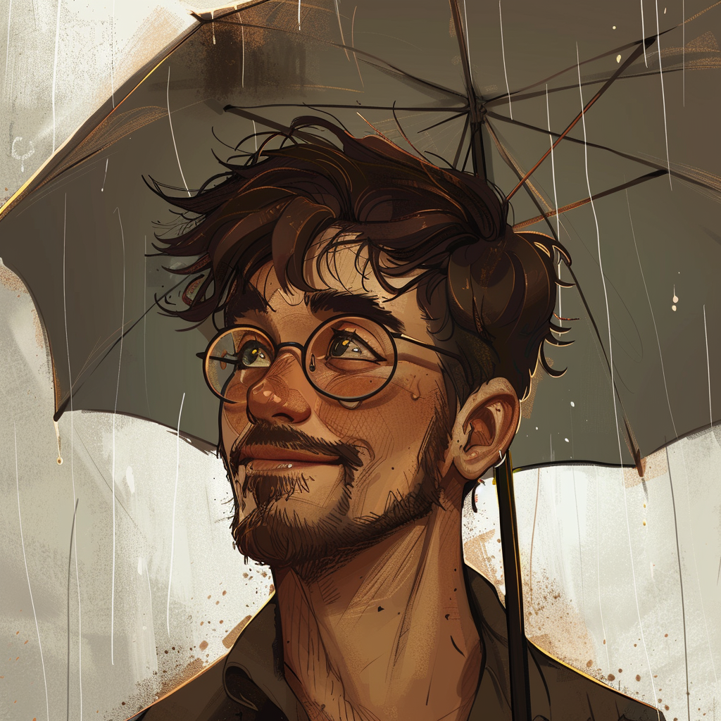 man with umbrella smiling