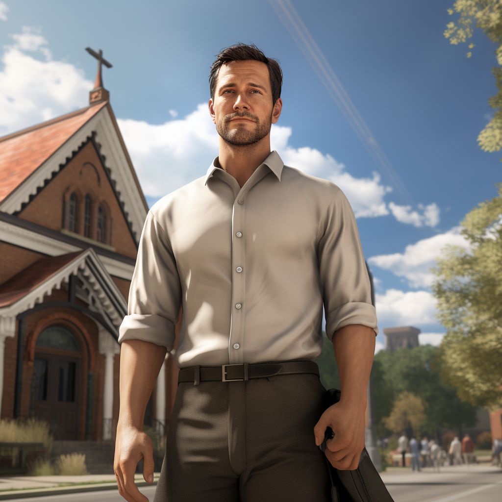 Man standing outside a church