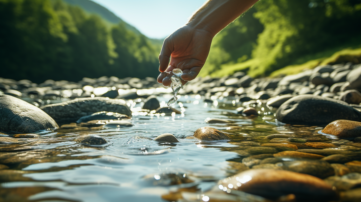 Man Pulling Metal Object from River