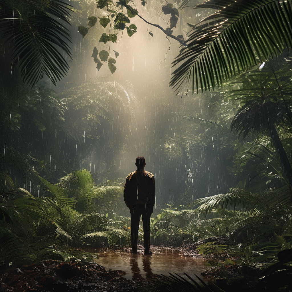 Man in Rainforest Picture