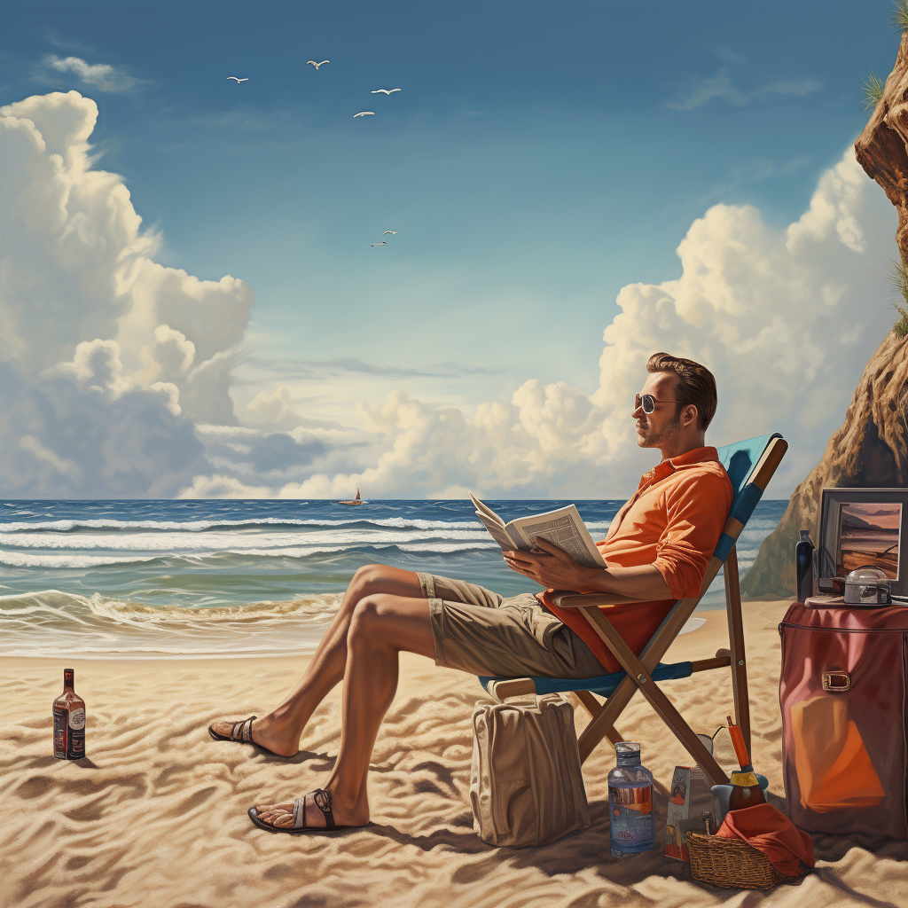 Man relaxing on the beach