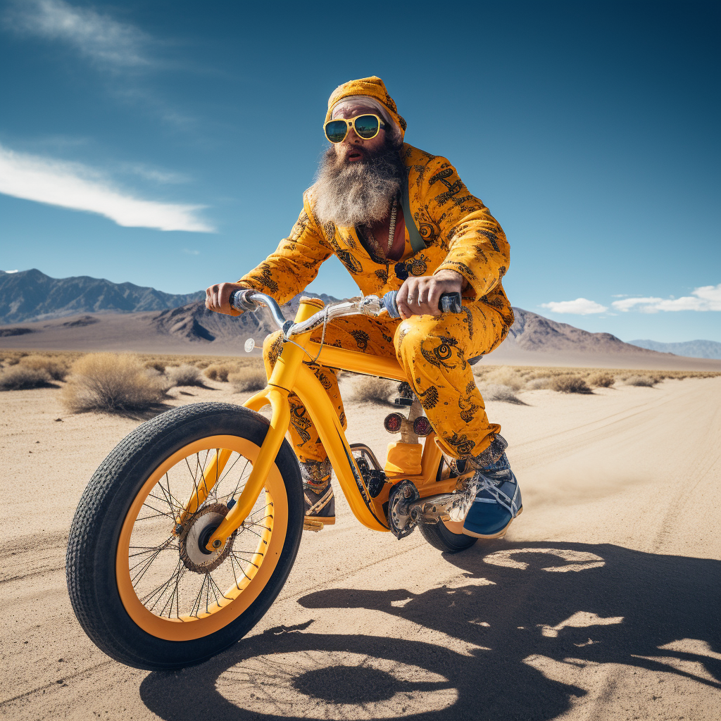 Man on Tallbike in Desertpunk Style