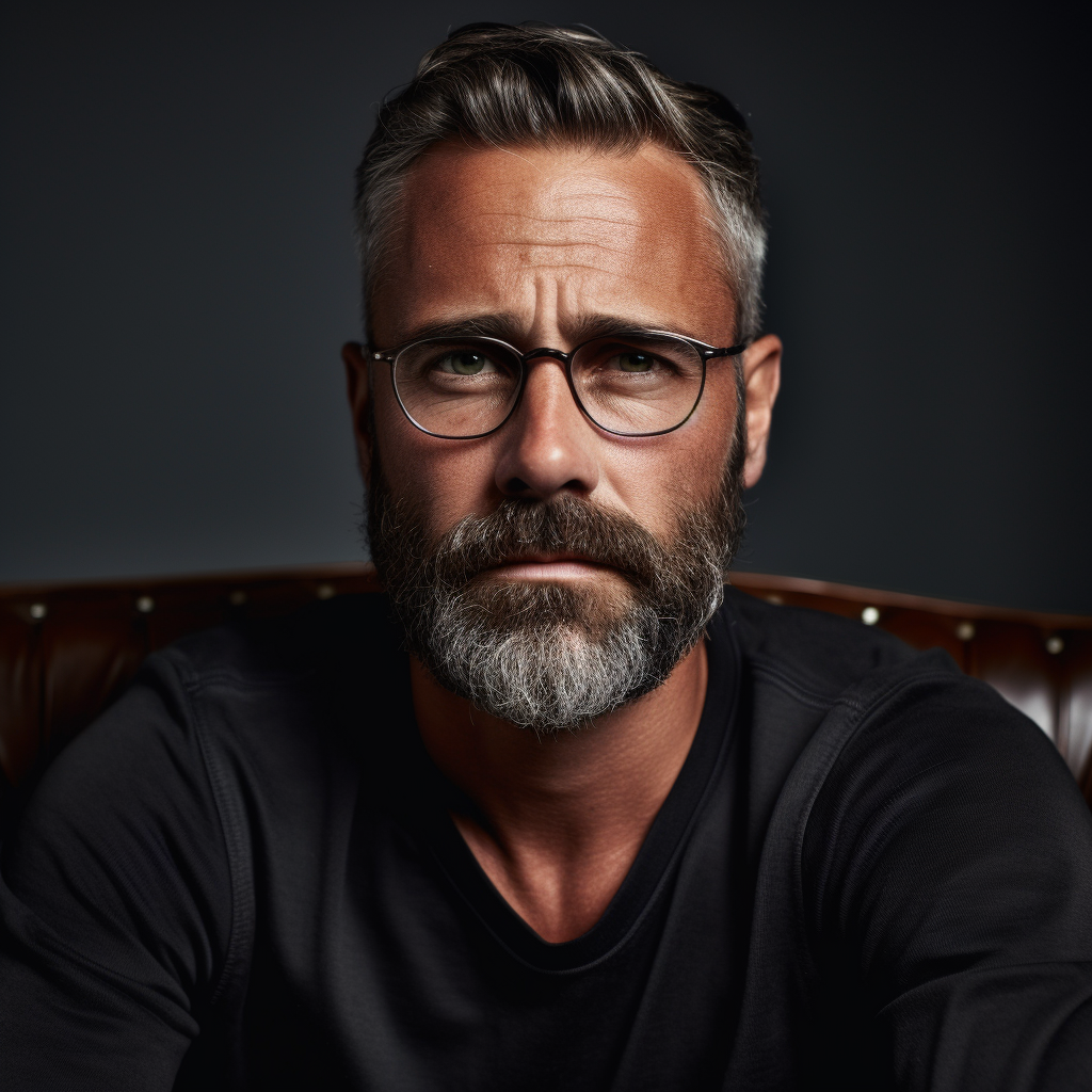 Stylish Man with Short Beard and Black Glasses