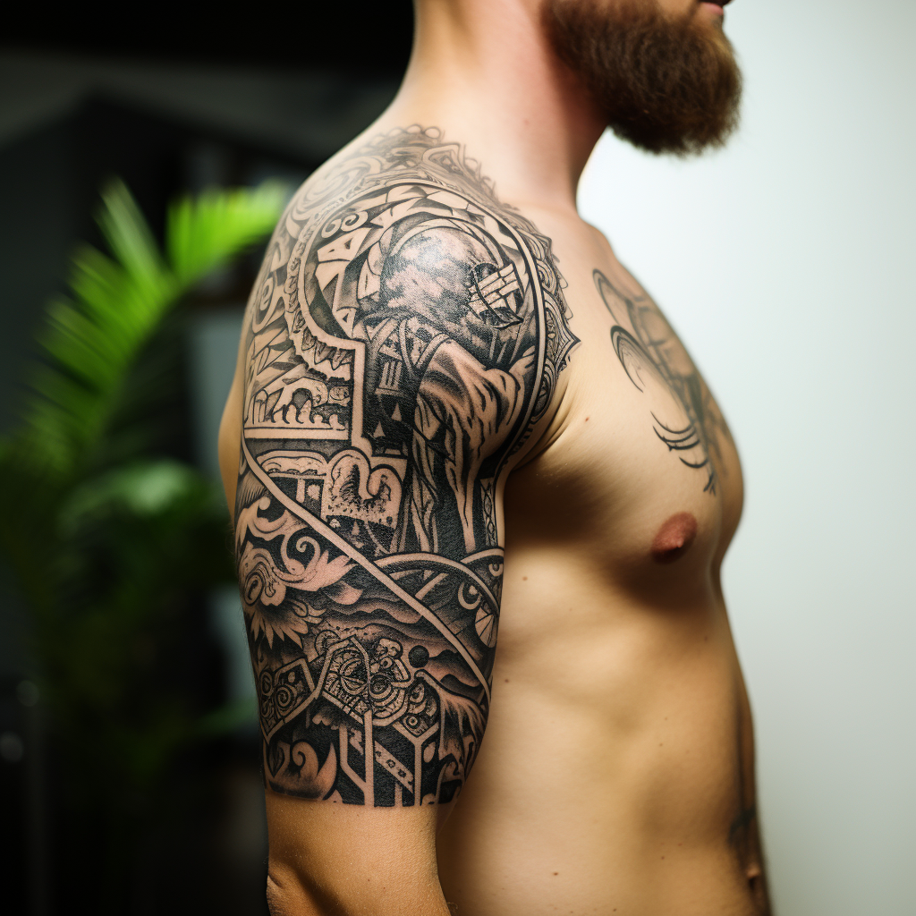 Man with Nordic Shoulder Tattoo