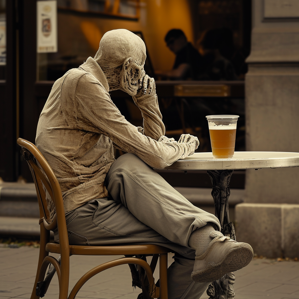 Man sitting at cafe table