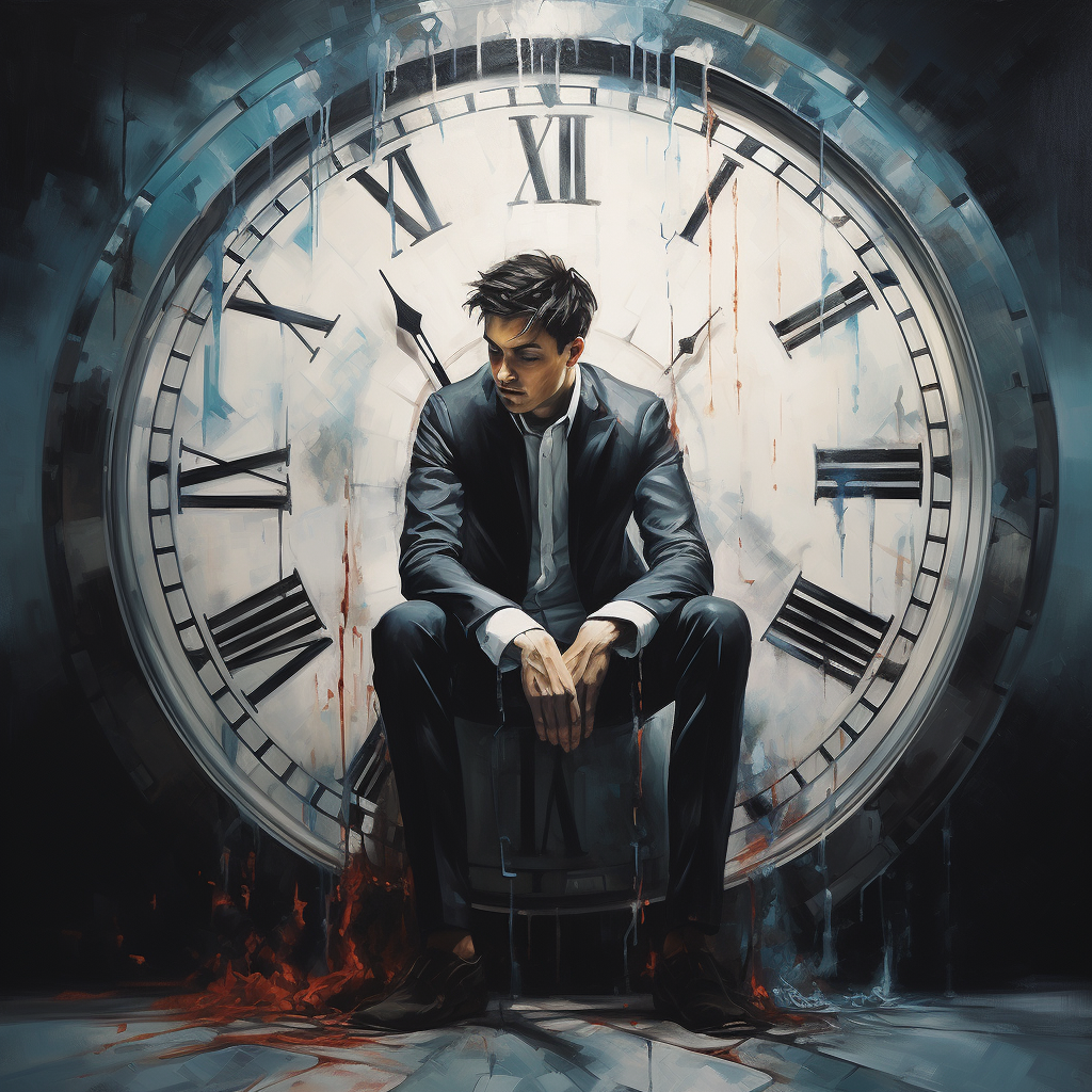 Man sitting on clock