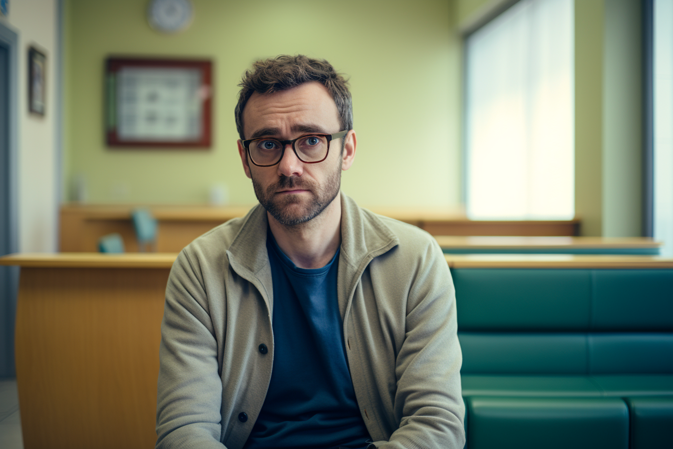 A man sitting in a doctor's waiting room