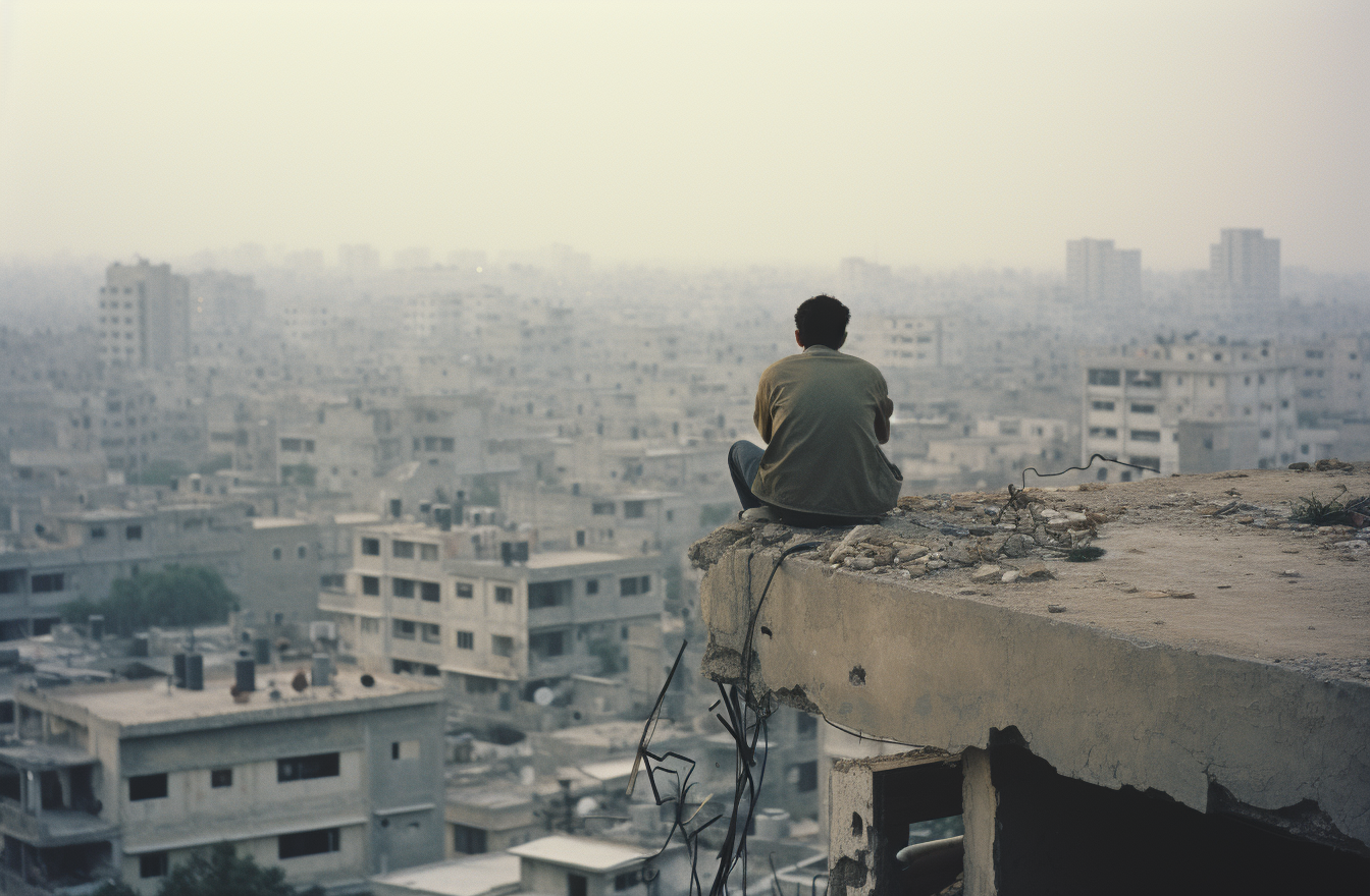 Man sitting on edge overlooking view