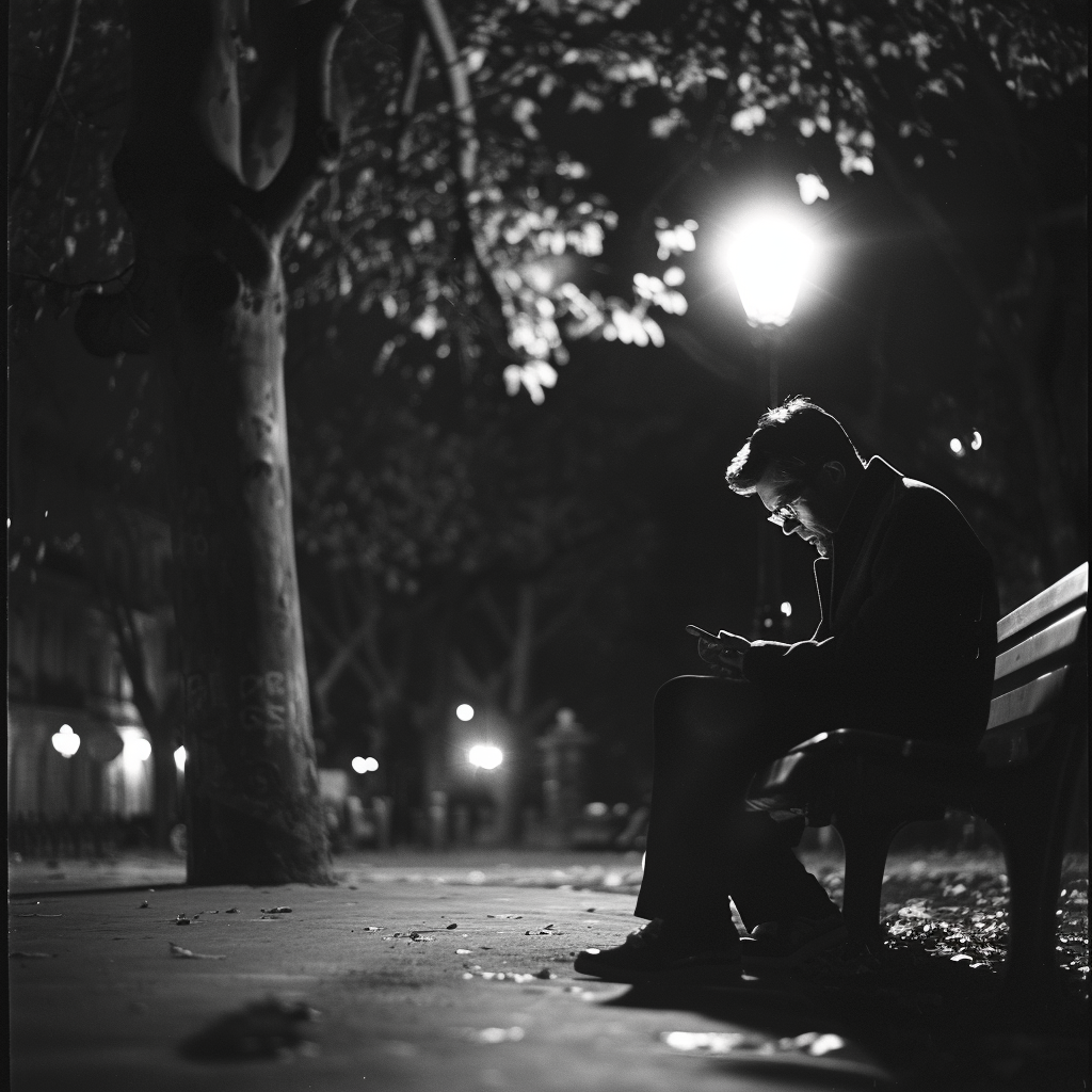 man on park bench