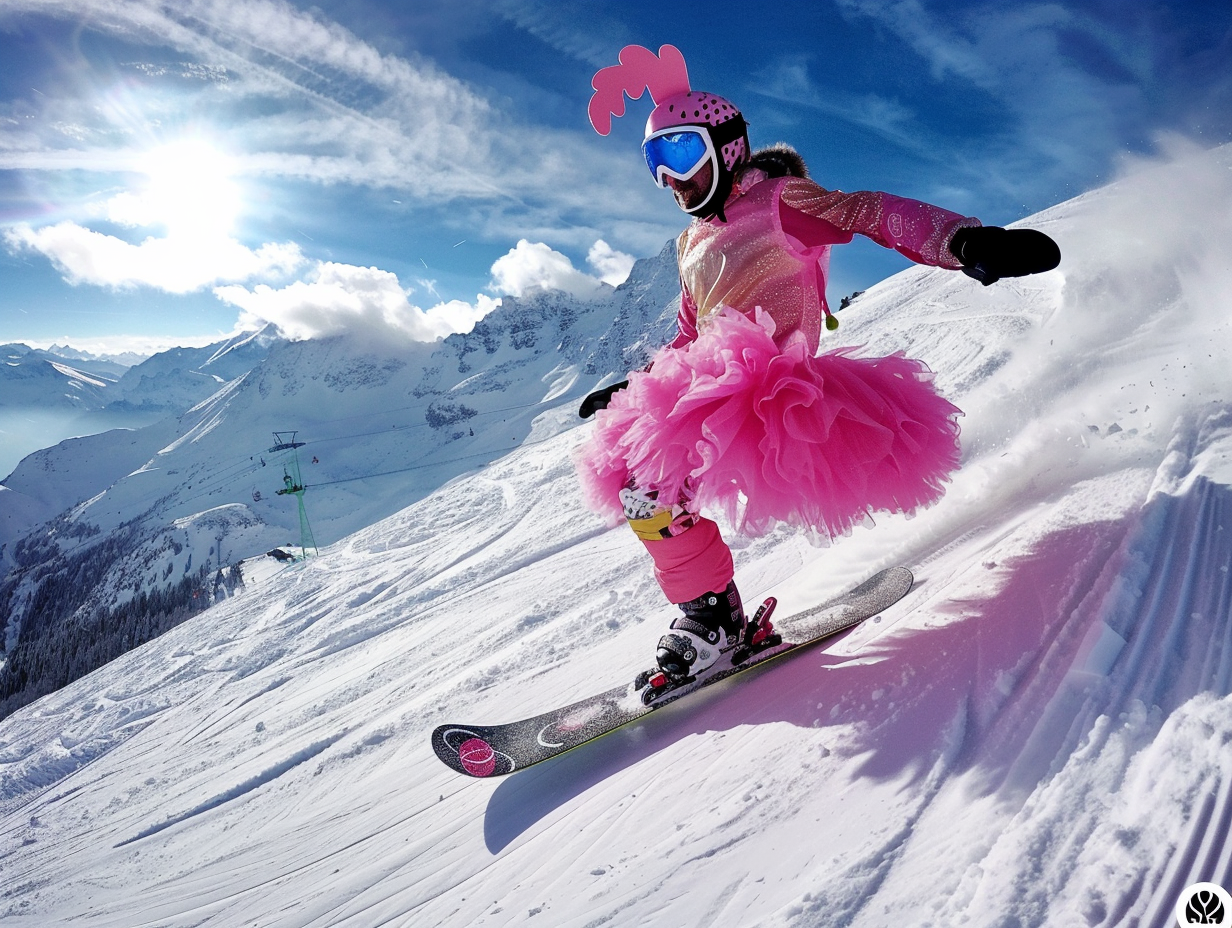 Man snowboarding in French Alps